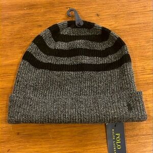 Polo Ralph Lauren Winter Beanie Hat new grey black one size wool cashmere Men’s